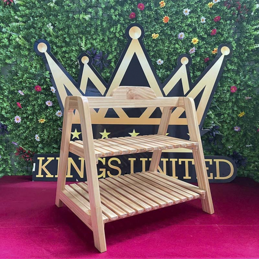 Kệ gỗ vàng chữ A Mẫu 4 hai tầng (46x25, 50x35, cao 49cm)