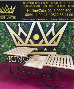 Kệ gỗ vàng xe 4 bánh