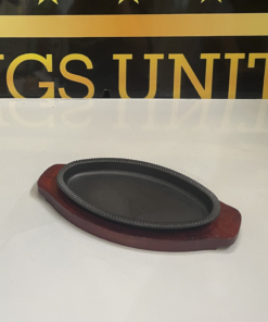 Chảo gang bầu dục kèm đế gỗ